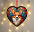 Corgi Stained Glass Effect Heart Suncatcher